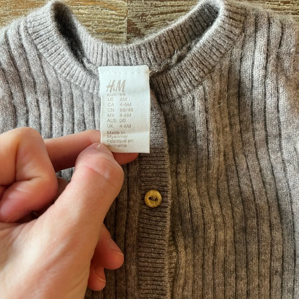 H&M Ribbed Greige Long Sleeve Onesie